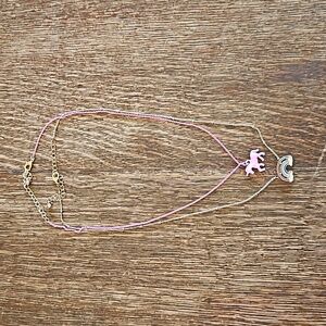 Capelli New York Rainbow and Unicorn Pendant Necklaces (2 Total)